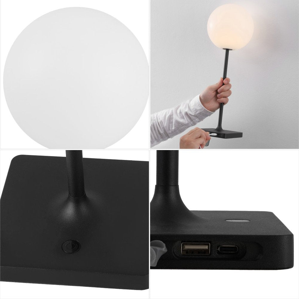 Set of Two 18" Black USB Table Lamps LED
