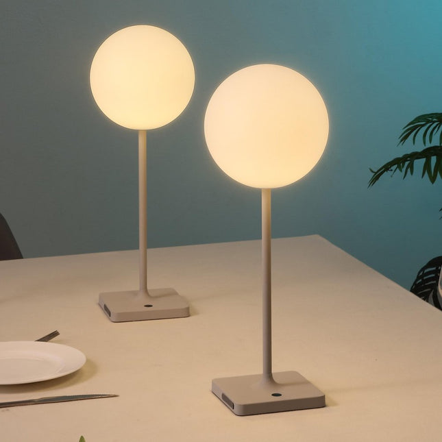 Set of Two 18" Gray USB Table Lamps LED HomeRoots