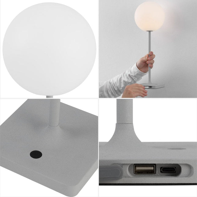 Set of Two 18" Gray USB Table Lamps LED HomeRoots