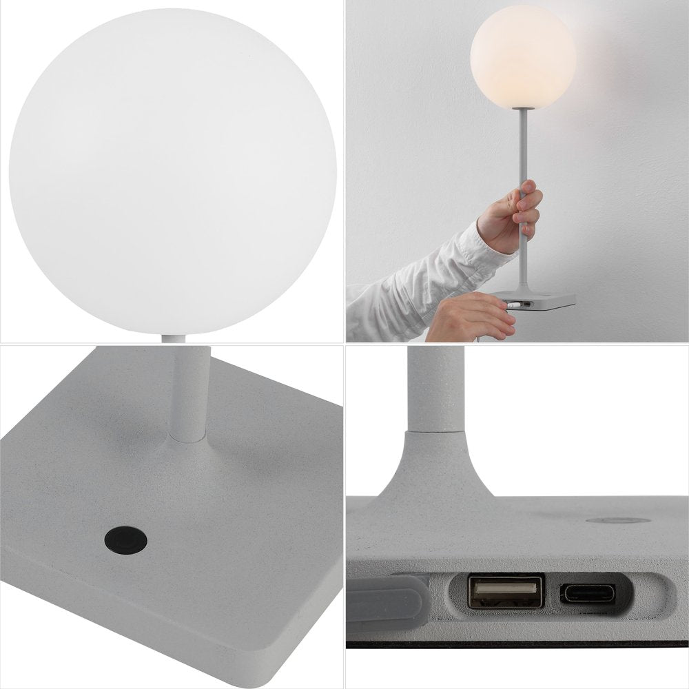 Set of Two 18" Gray USB Table Lamps LED