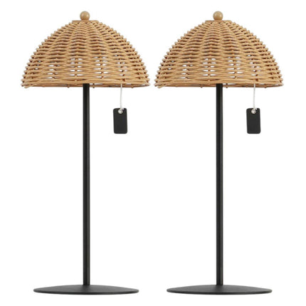 Set of Two 13" Black Novelty USB Table Lamps With Globe Shades
