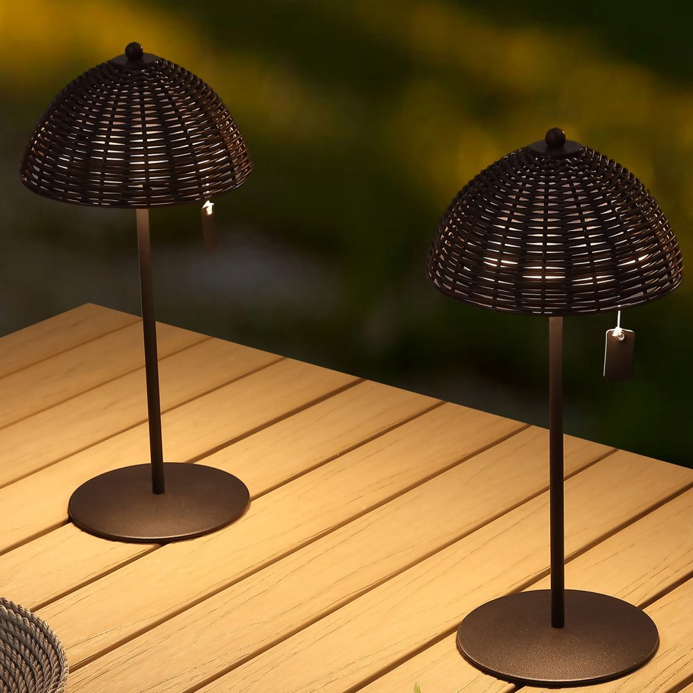 Set of Two 13" Black Novelty USB Table Lamps LED With Globe Shades