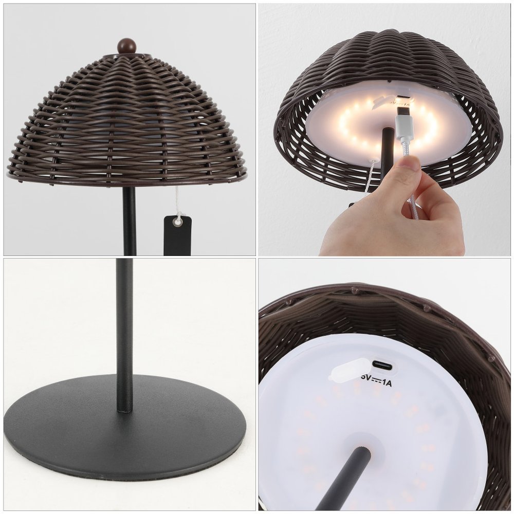 Set of Two 13" Black Novelty USB Table Lamps LED With Globe Shades
