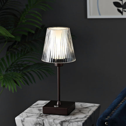 13" Antiqued Bronze USB Table Lamp With Empire Shade HomeRoots