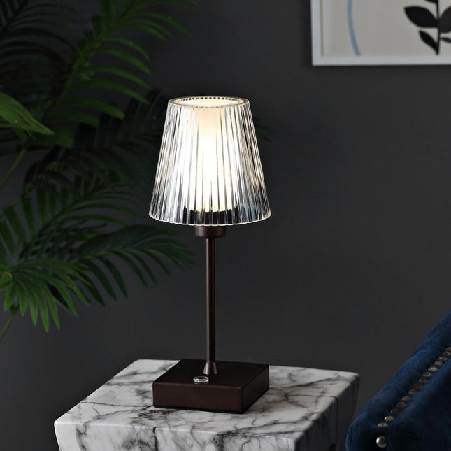 13" Antiqued Bronze USB Table Lamp With Empire Shade HomeRoots