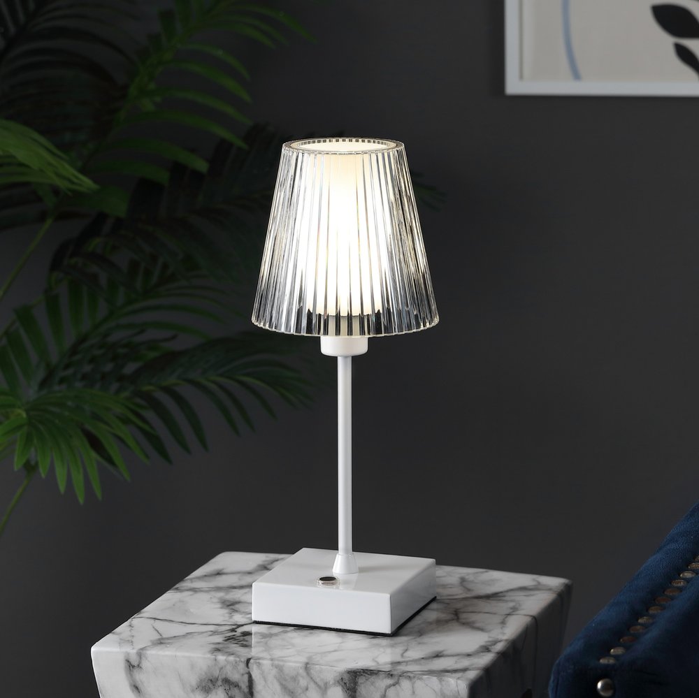 13" White USB Table Lamp LED With Empire Shade
