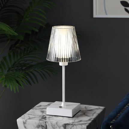 13" White USB Table Lamp With Empire Shade HomeRoots