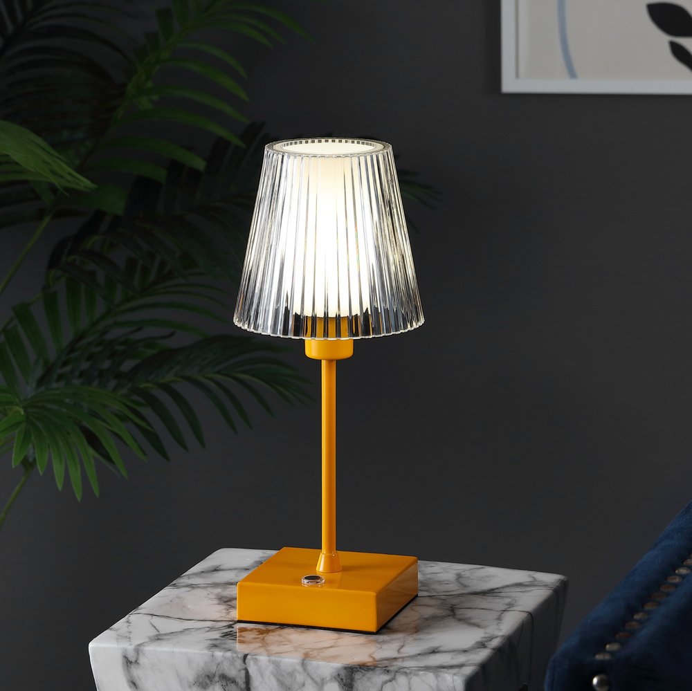 13" Orange USB Table Lamp LED With Empire Shade