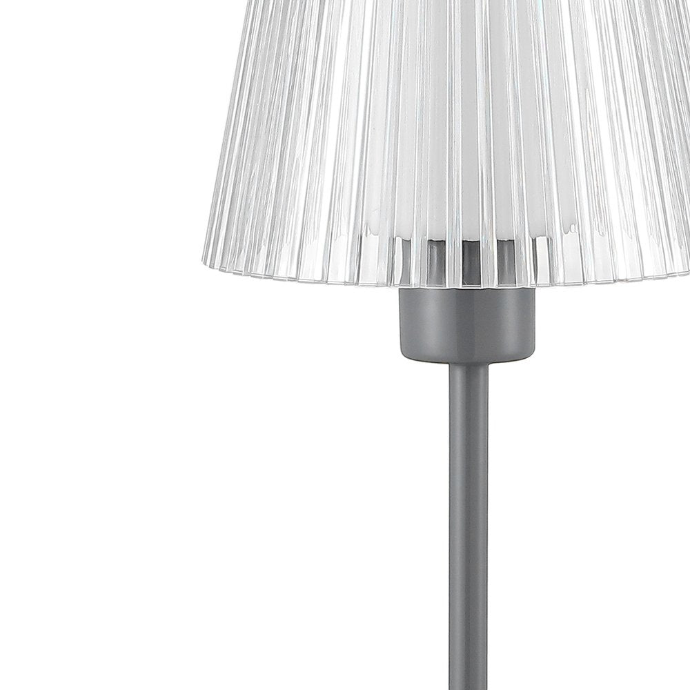 13" Gray USB Table Lamp LED With Empire Shade