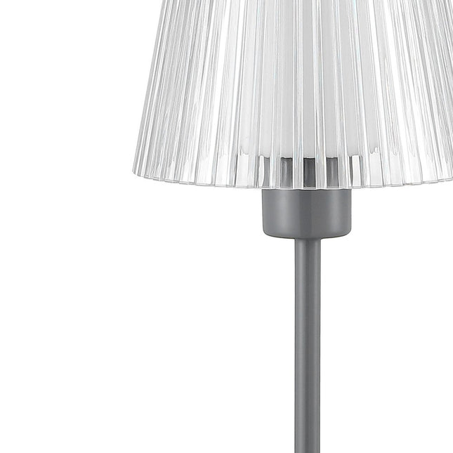 13" Gray USB Table Lamp With Empire Shade