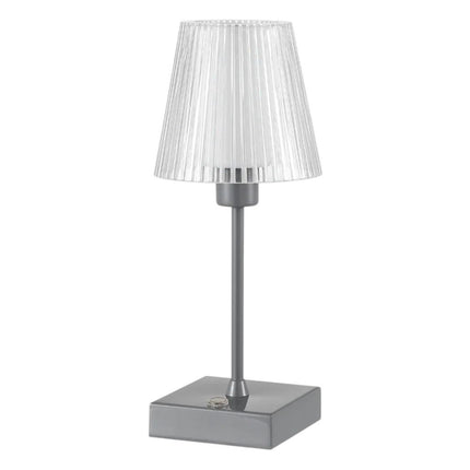 13" Gray USB Table Lamp With Empire Shade