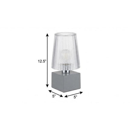 13" Gray USB Table Lamp With Empire Shade HomeRoots