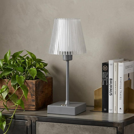 13" Gray USB Table Lamp With Empire Shade HomeRoots