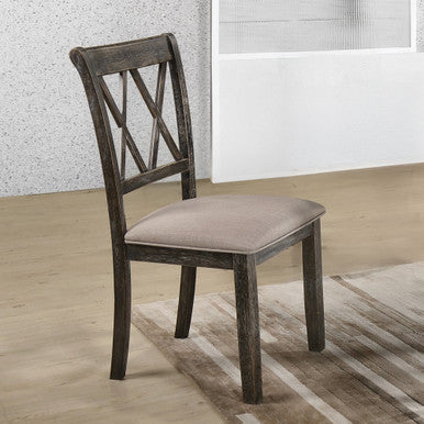 ACME 71882 Claudia II Side Chair (Set-2), Fabric & Weathered Gray ACME Furniture