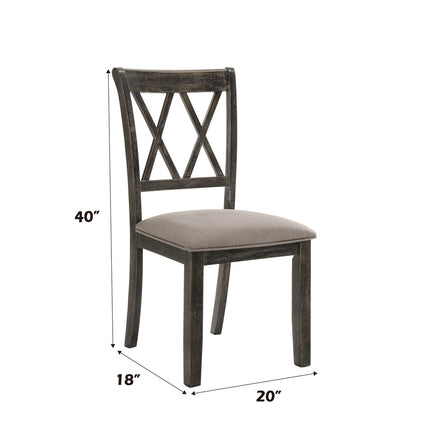 ACME 71882 Claudia II Side Chair (Set-2), Fabric & Weathered Gray