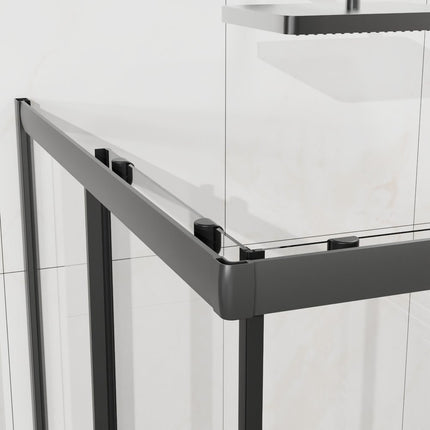 Set Of Two Aluminum and Tempered Glass Shower Doors HomeRoots