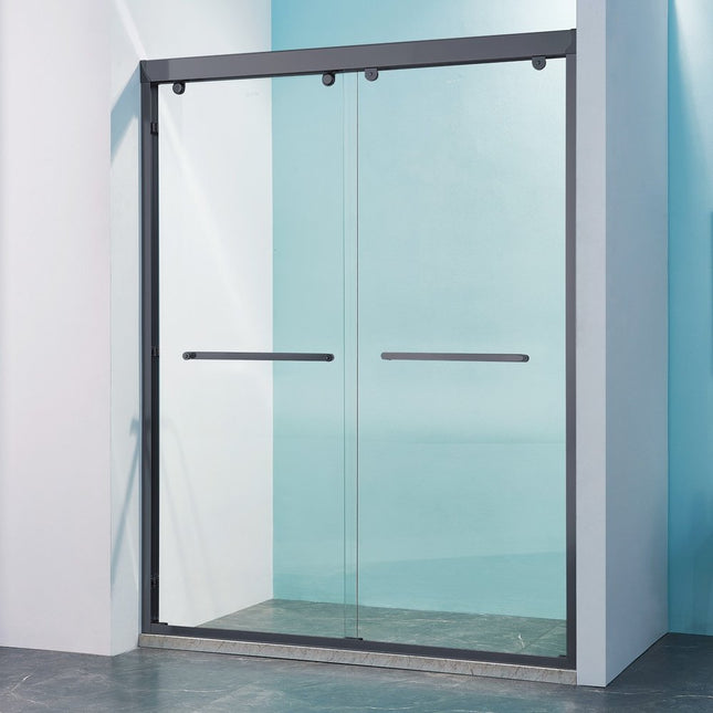 Set Of Two Aluminum and Tempered Glass Shower Doors
