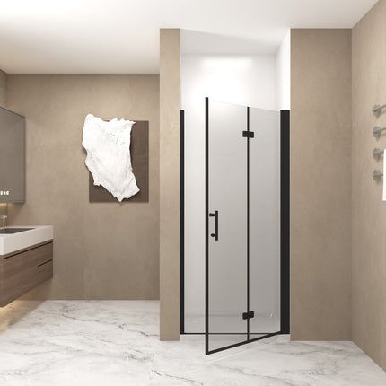 Set Of Two Aluminum and Tempered Glass Shower Doors HomeRoots