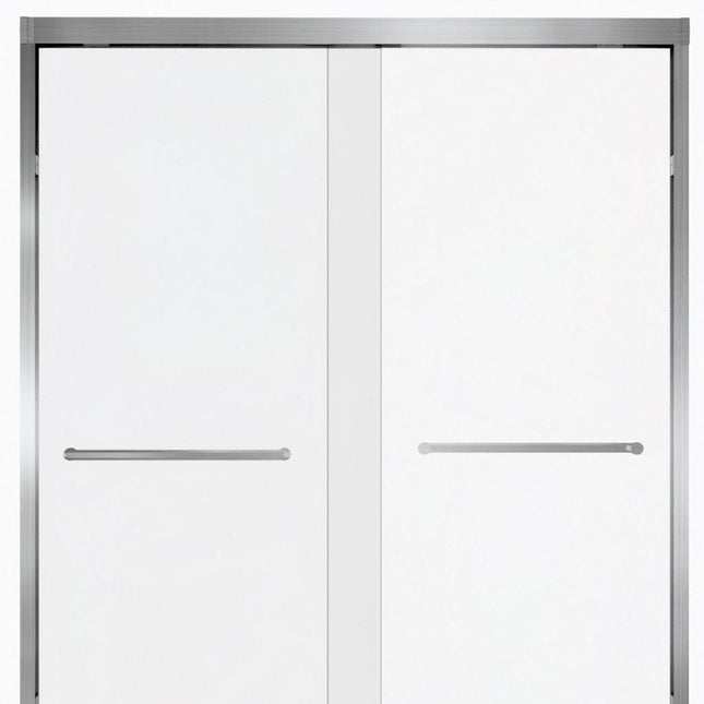 Set Of Two Aluminum and Tempered Glass Shower Doors