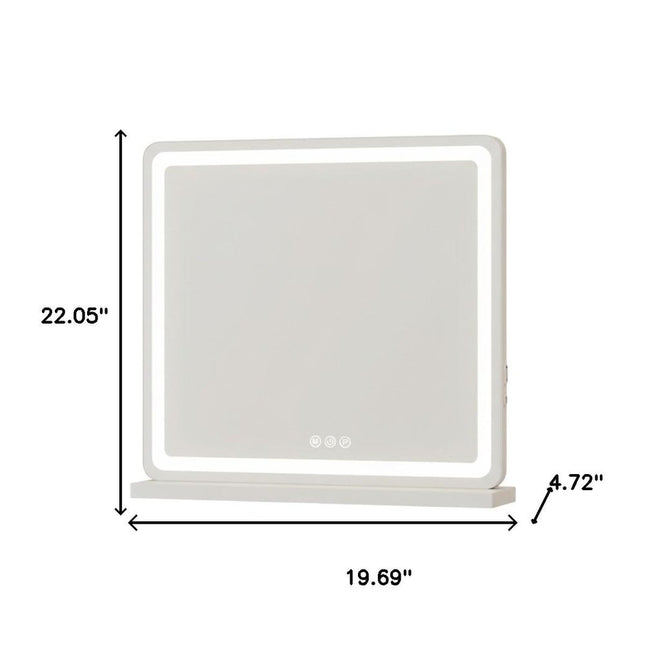 22" Lighted Freestanding Frameless Makeup Shaving Tabletop Mirror With USB