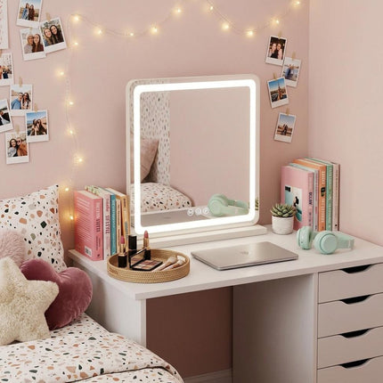 22" Lighted Freestanding Frameless Makeup Shaving Tabletop Mirror With USB
