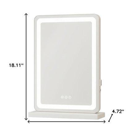 18" Lighted Freestanding Frameless Makeup Shaving Tabletop Mirror With USB HomeRoots