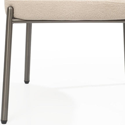 Beige and Gunmetal Boucle and Steel Dining Arm Chair HomeRoots