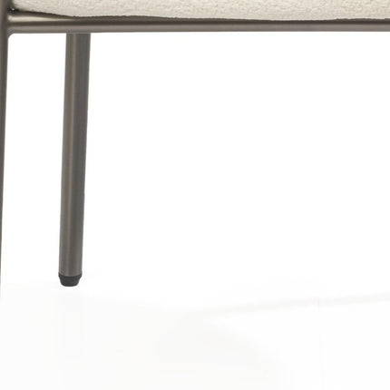 White and Gunmetal Boucle Dining Arm Chair