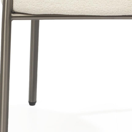 White and Gunmetal Boucle Dining Arm Chair