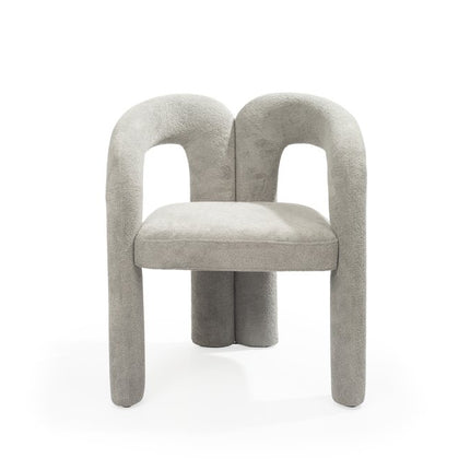 Dark Gray Boucle Partially Open Back Dining Arm Chair