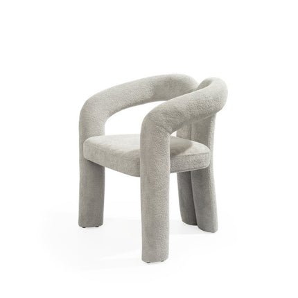 Dark Gray Boucle Partially Open Back Dining Arm Chair