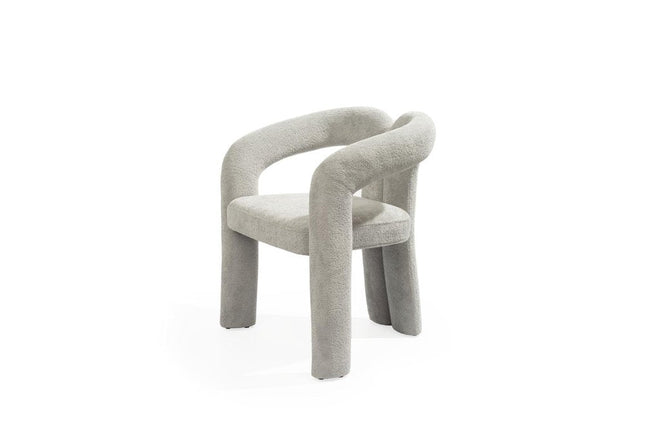 Dark Gray Boucle Partially Open Back Dining Arm Chair HomeRoots