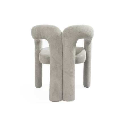 Dark Gray Boucle Partially Open Back Dining Arm Chair