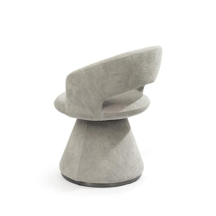 Dark Gray Boucle Partially Open Back Swivel Dining Arm Chair HomeRoots