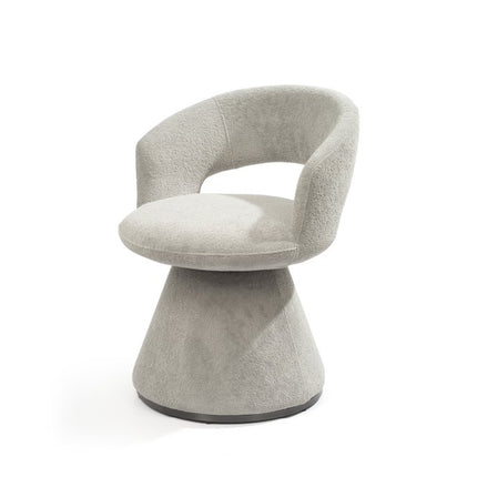 Dark Gray Boucle Partially Open Back Swivel Dining Arm Chair