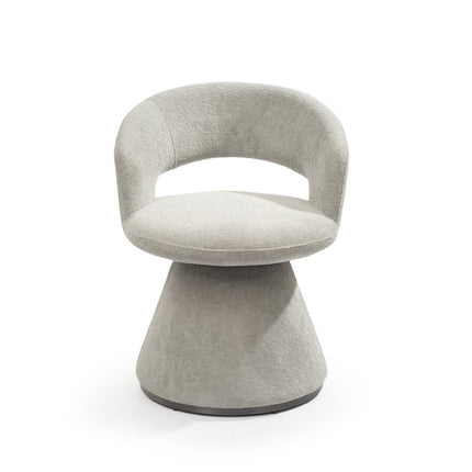 Dark Gray Boucle Partially Open Back Swivel Dining Arm Chair