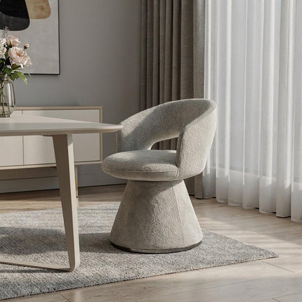 Dark Gray Boucle Partially Open Back Swivel Dining Arm Chair HomeRoots