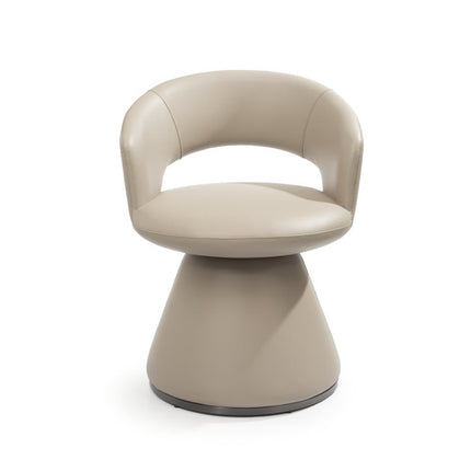 Gray Faux Leather and Steel Open Back Swivel Dining Arm Chair