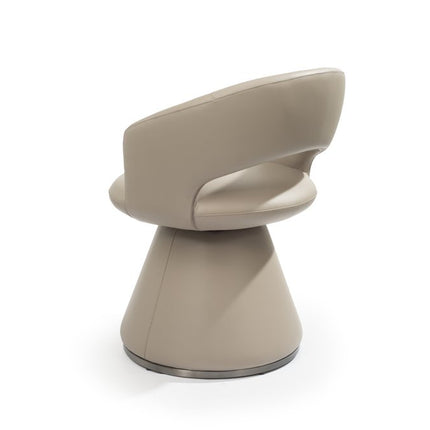 Gray Faux Leather and Steel Open Back Swivel Dining Arm Chair