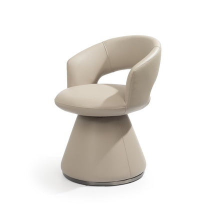 Gray Faux Leather and Steel Open Back Swivel Dining Arm Chair