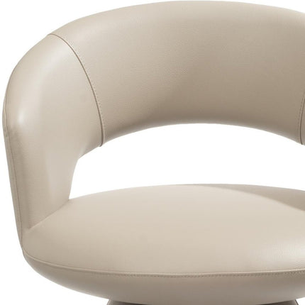 Gray Faux Leather and Steel Open Back Swivel Dining Arm Chair