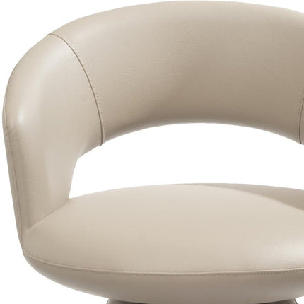 Gray Faux Leather and Steel Open Back Swivel Dining Arm Chair HomeRoots