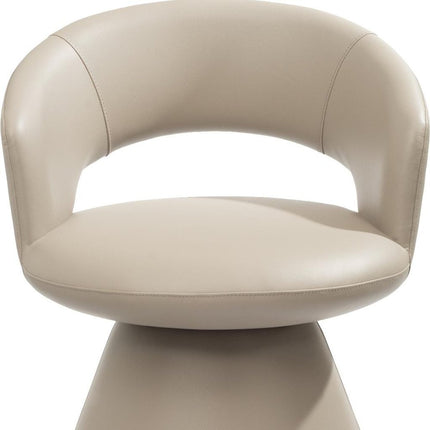 Gray Faux Leather and Steel Open Back Swivel Dining Arm Chair