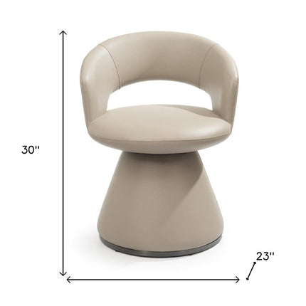 Gray Faux Leather and Steel Open Back Swivel Dining Arm Chair