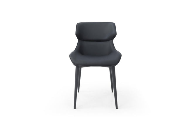 Black Faux Leather and Steel Wing Back Dining Side Chair HomeRoots