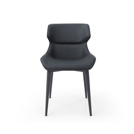 Black Faux Leather and Steel Wing Back Dining Side Chair