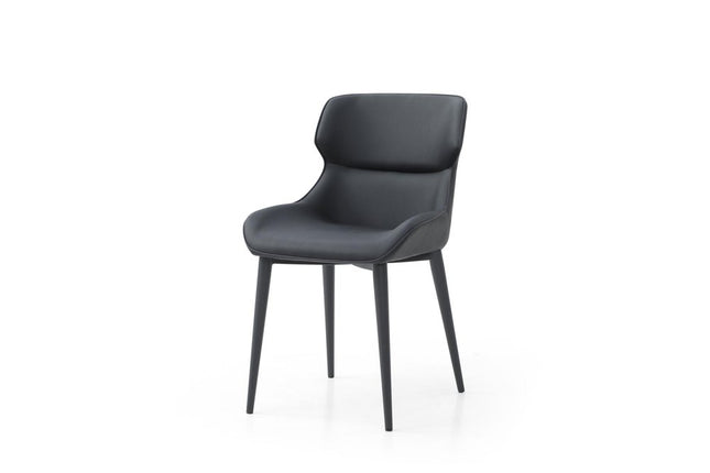 Black Faux Leather and Steel Wing Back Dining Side Chair HomeRoots