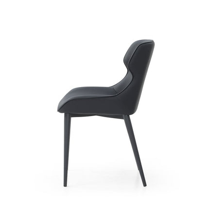 Black Faux Leather and Steel Wing Back Dining Side Chair