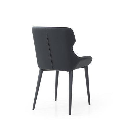 Black Faux Leather and Steel Wing Back Dining Side Chair