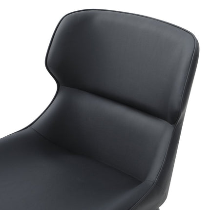 Black Faux Leather and Steel Wing Back Dining Side Chair